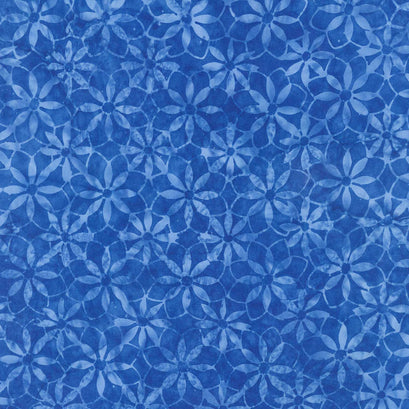 Reflections Batiks - Geo Flower Blue Yardage