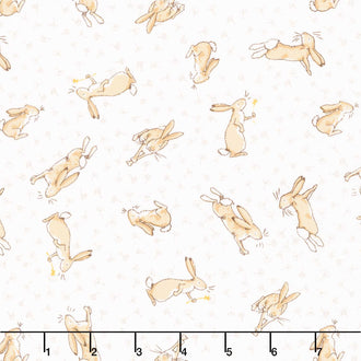 Guess How Much I Love You - Tossed Bunnies White Yardage