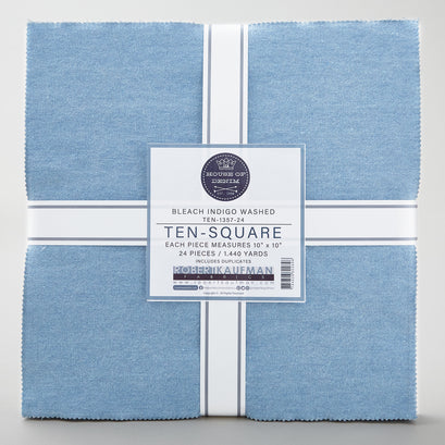 Denim - Bleach Indigo Washed Ten Squares 24 Ply