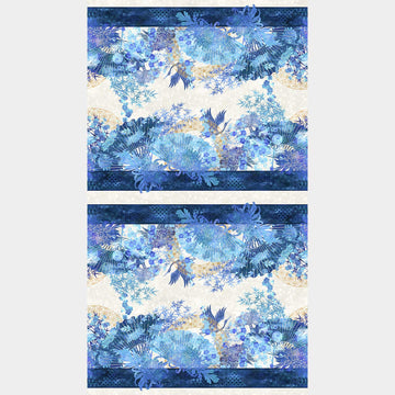 Oriental Gardens - Fan Border Stripe Blue Yardage Alternative View #1