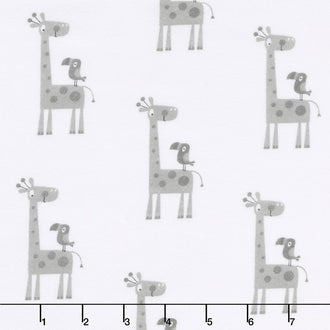 Flannel Basics - Giraffe In Color Gray Yardage
