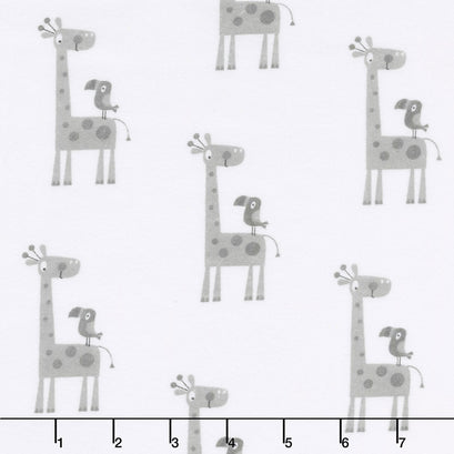Flannel Basics - Giraffe In Color Gray Yardage