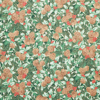 Holiday Flourish - Festive Finery Spearmint Colorstory Pinecones Fresh Sage Metallic Yardage