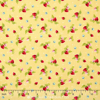 Vintage Market - Strawberries Yellow Yardage