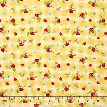 Vintage Market - Strawberries Yellow Yardage