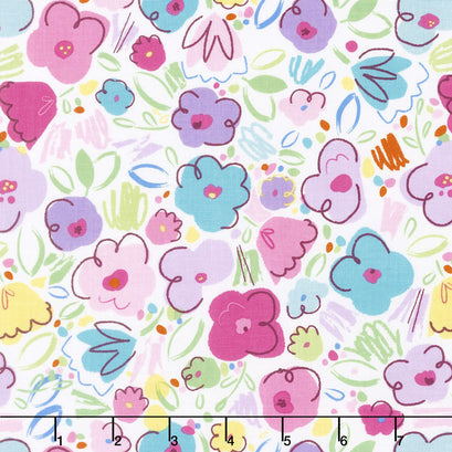 Ballerina Bows - Ballerina Floral White Yardage
