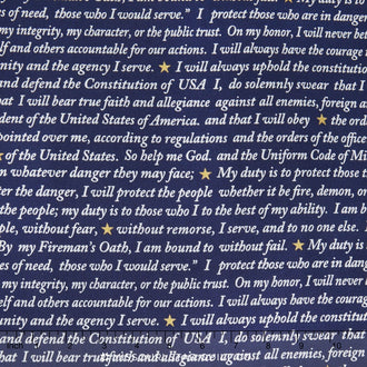 American Heroes - Words Navy Yardage (metallic)