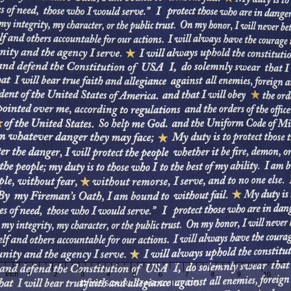 American Heroes - Words Navy Yardage (metallic)