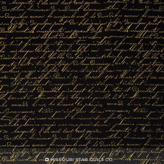 French Roosters - French Script Black Yardage