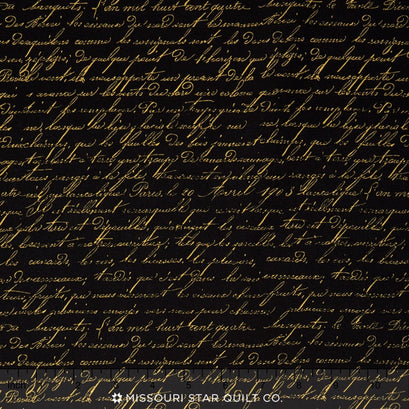 French Roosters - French Script Black Yardage