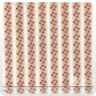 French Courtyard - Swirls Red Yardage