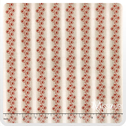 French Courtyard - Swirls Red Yardage
