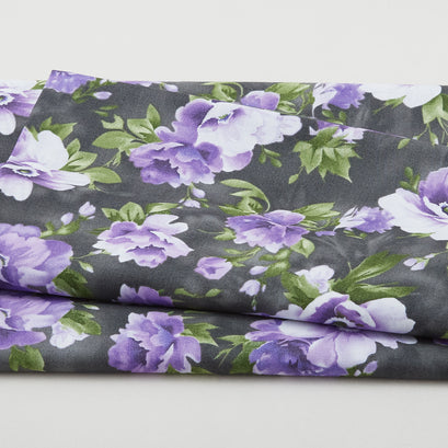 Paradise - Focal Floral Charcoal 2 Yard Cut