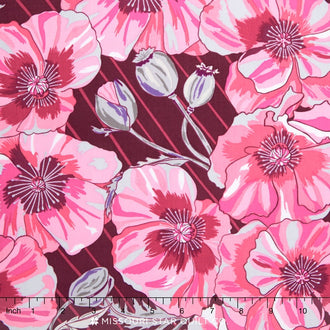 In the Bloom - Poppies Pomegranate Yardage