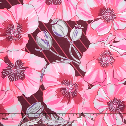 In the Bloom - Poppies Pomegranate Yardage