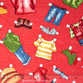 Paper Dolls - On the Road Clothes Red Yardage