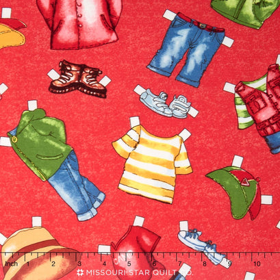 Paper Dolls - On the Road Clothes Red Yardage