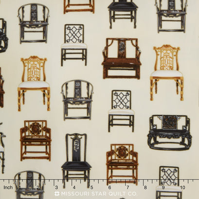 Asian Traditions - Antique Chairs Metallic Yardage