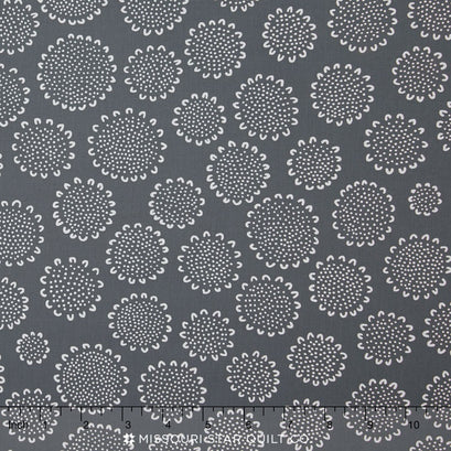 Blueberry Park - Neutral Graphite Dotty Sunflowers Yardage