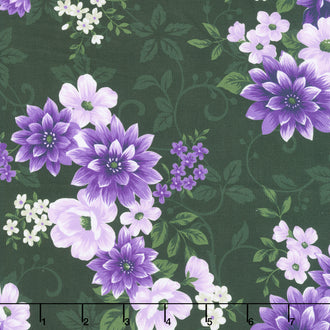 Georgina - Floral Evergreen Yardage