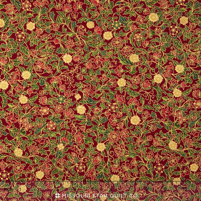 Holiday Flourish 9 - Traditional Colorstory Floral Crimson Metallic Yardage