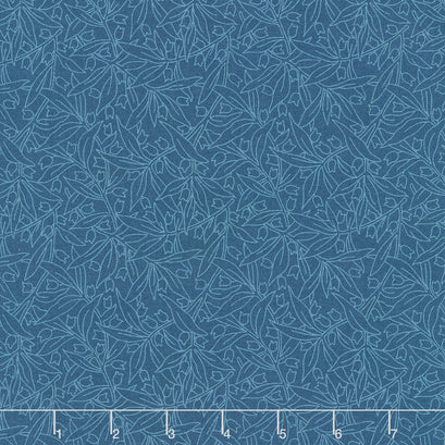Willoughby - Floral Outline Navy Yardage