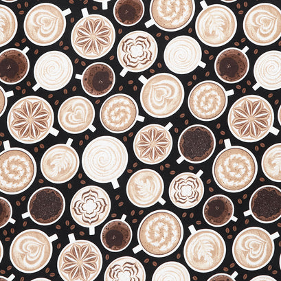 Coffee Life - Coffee Art Black Yardage