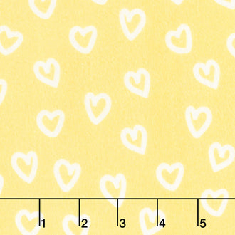 Penned Pals Flannel - Yellow Colorstory Hearts Yellow Yardage