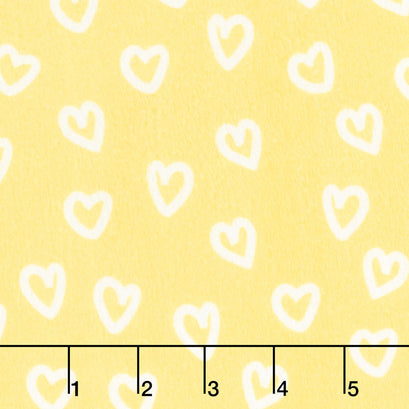 Penned Pals Flannel - Yellow Colorstory Hearts Yellow Yardage