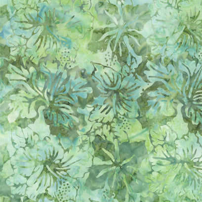Tonga Batiks - Grasshopper Hibiscus Moss Yardage