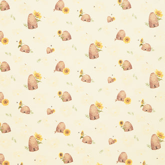 Honey Bees and Flowers Please - Beehives Yellow Yardage
