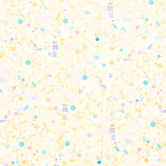 Holy Night - Trees Cream Metallic Yardage