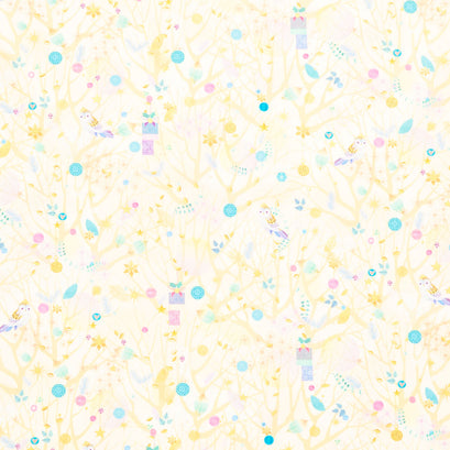 Holy Night - Trees Cream Metallic Yardage