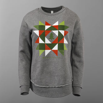 Missouri Star Christmas Quilt Block Heather Granite Sweatshirt - L
