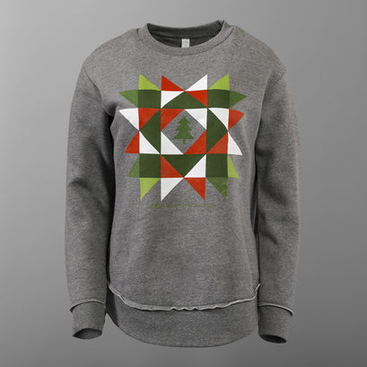Missouri Star Christmas Quilt Block Heather Granite Sweatshirt - L
