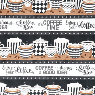 Coffee Life - Repeating Stripe Multi Yardage