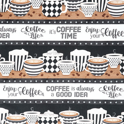 Coffee Life - Repeating Stripe Multi Yardage