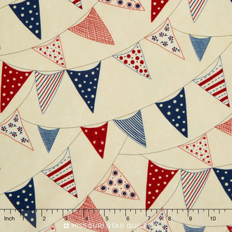 Red, White & Free - Cream Buntings Yardage