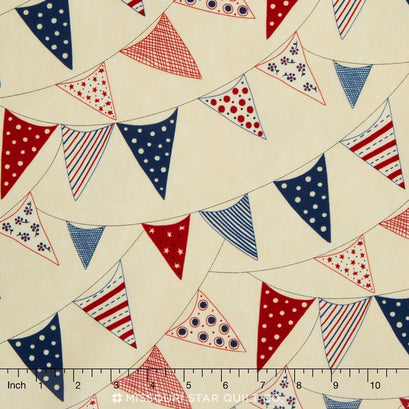 Red, White & Free - Cream Buntings Yardage