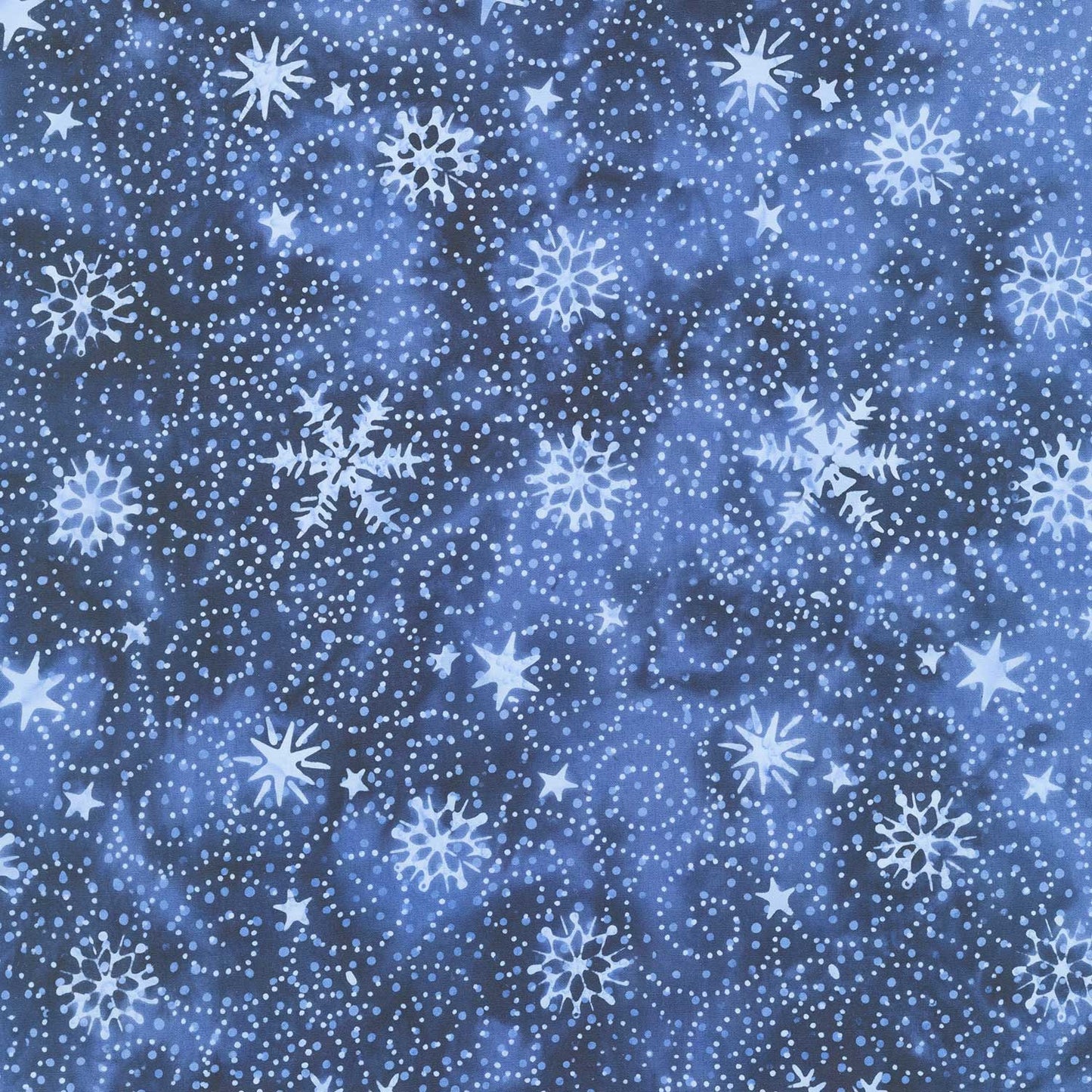 Snowed In Batiks - Swirl Snowflake Blue Ocean Yardage
