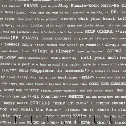 Bee Basics - Happy Text Gray Yardage