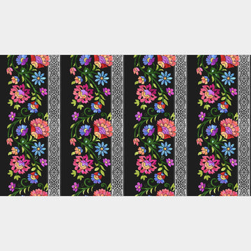 Prism II - Floral Border Black Yardage Alternative View #1