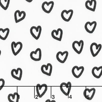 Penned Pals Flannel - Shadow Colorstory Hearts Black Yardage