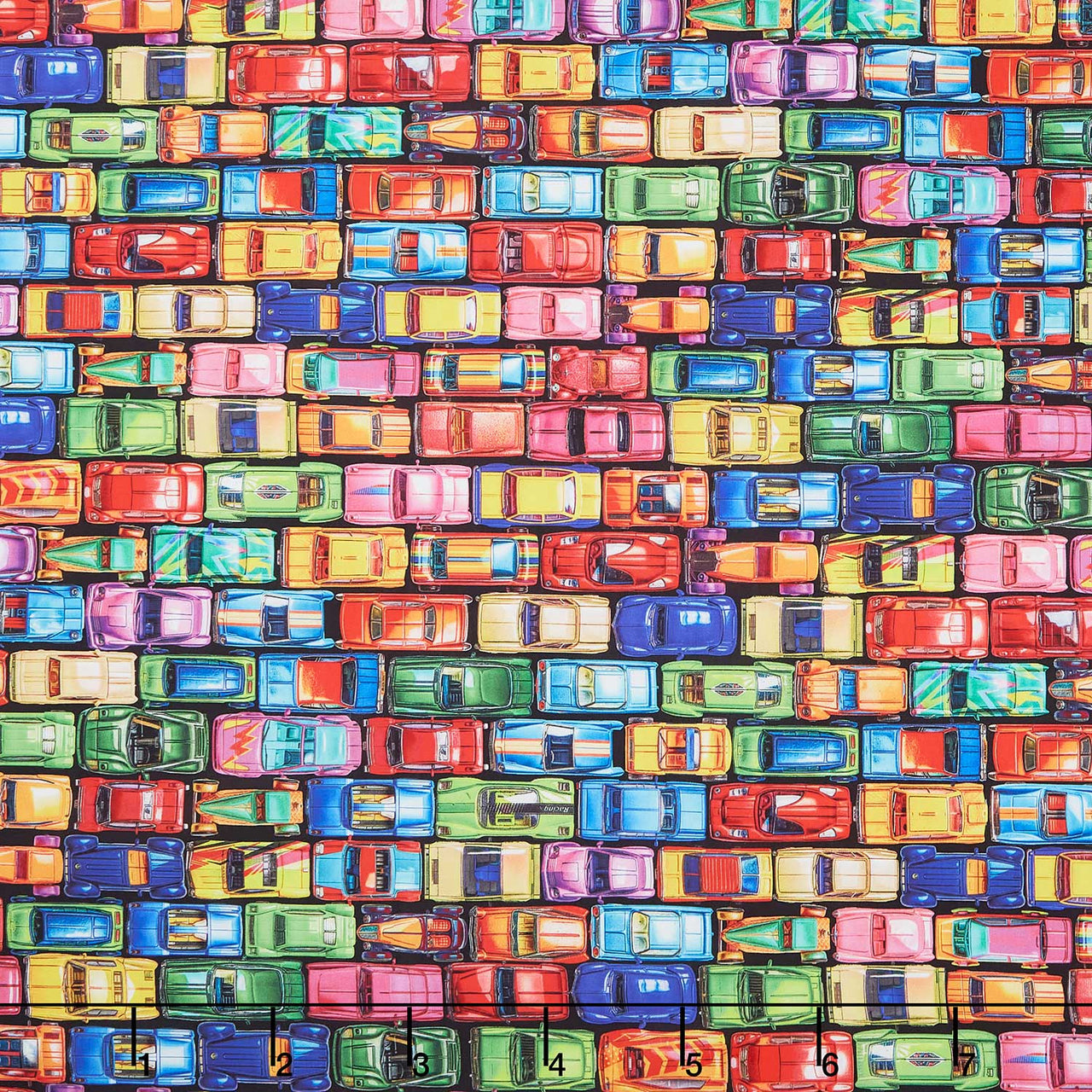 Toy Chest - Toy Cars Rainbow Yardage