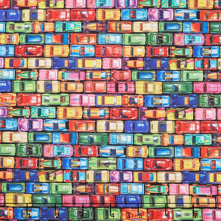 Toy Chest - Toy Cars Rainbow Yardage