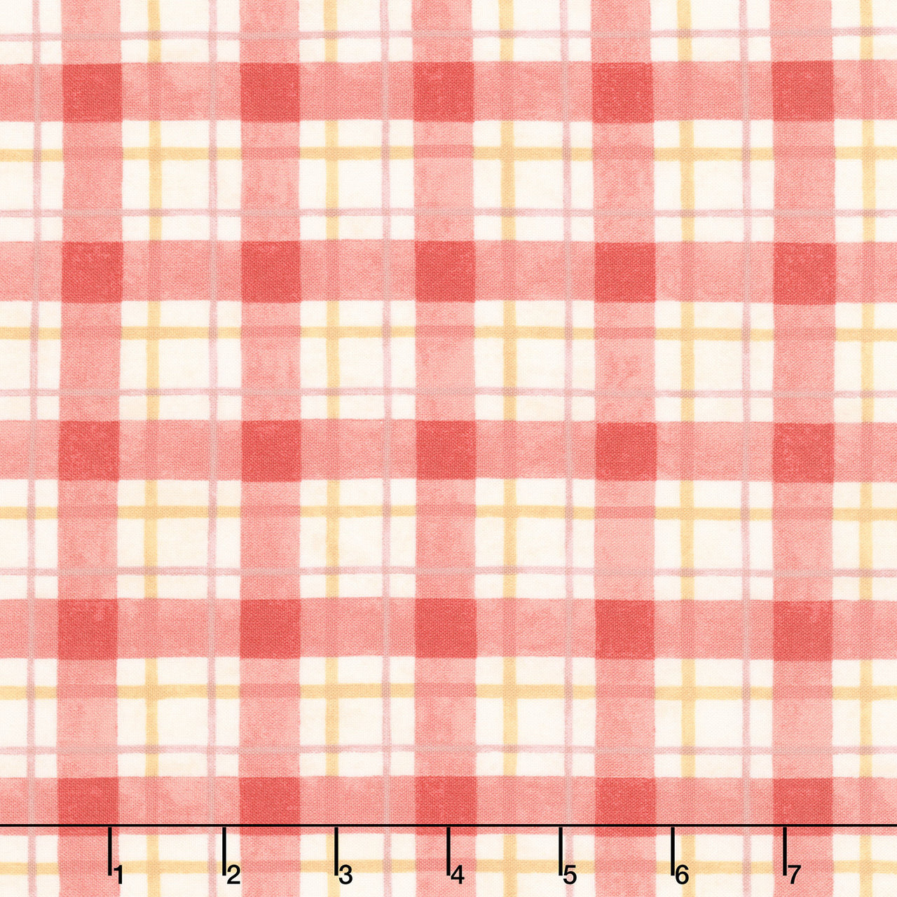 Sunflower Splendor - Plaid Cream Red Yardage Primary Image