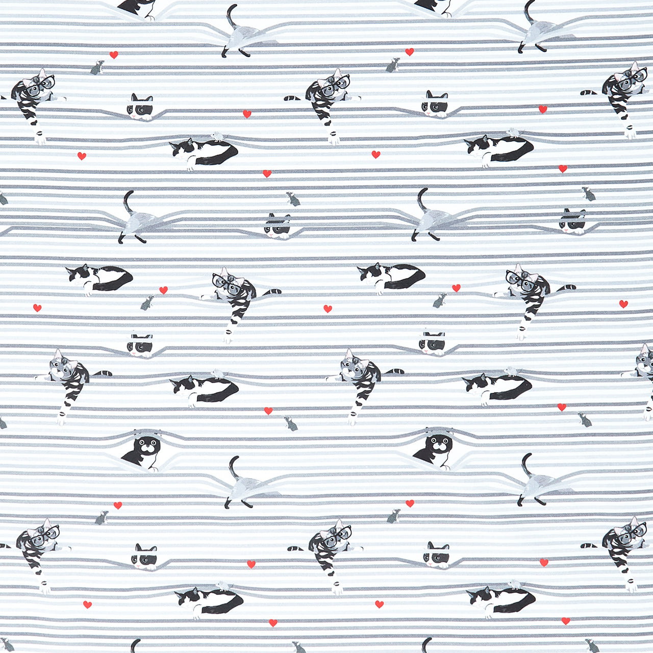 Cats (Timeless Treasures) - Peekaboo Shade Cats White Yardage Primary Image