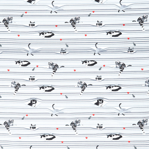 Cats (Timeless Treasures) - Peekaboo Shade Cats White Yardage Primary Image