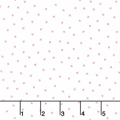 Garnets and Gingham - Tiny Foulard Toss White Yardage