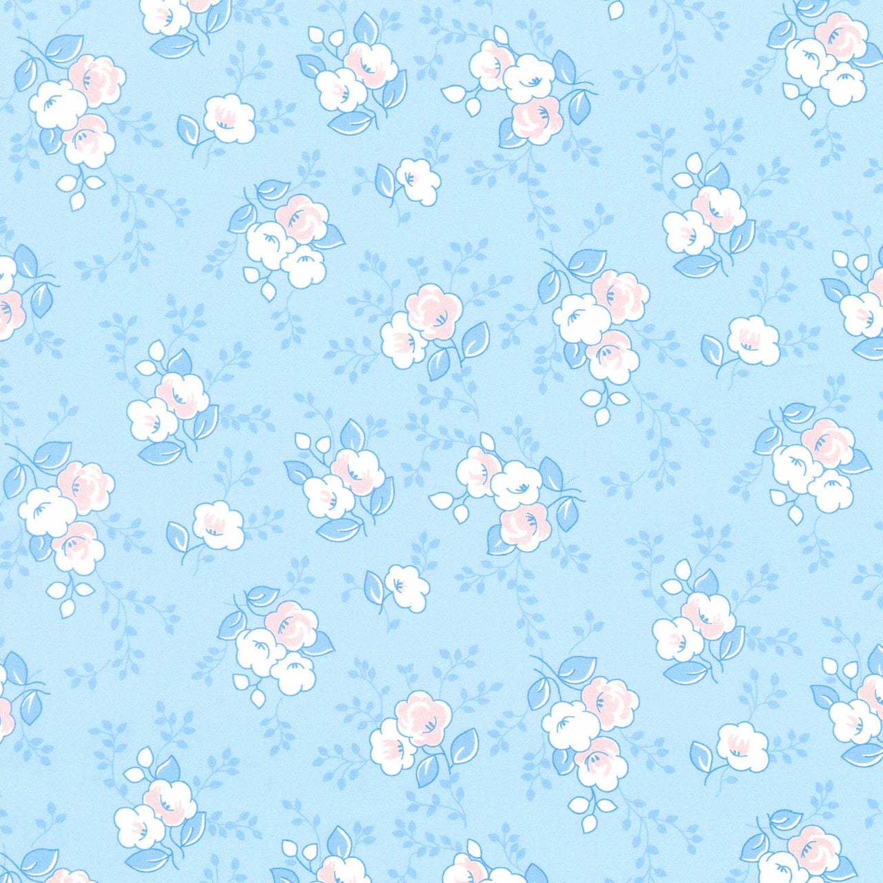 Blast from the Past - Flowers Blue Yardage